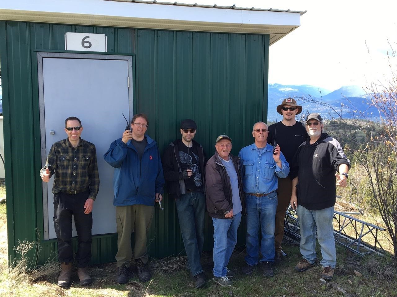 The 
7 of us in front of the repeater shed...